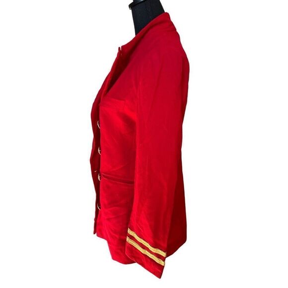 BANU Paris Vintage Red Nautical Jacket Blazer with Gold Accents Sz 6 - Picture 4 of 7